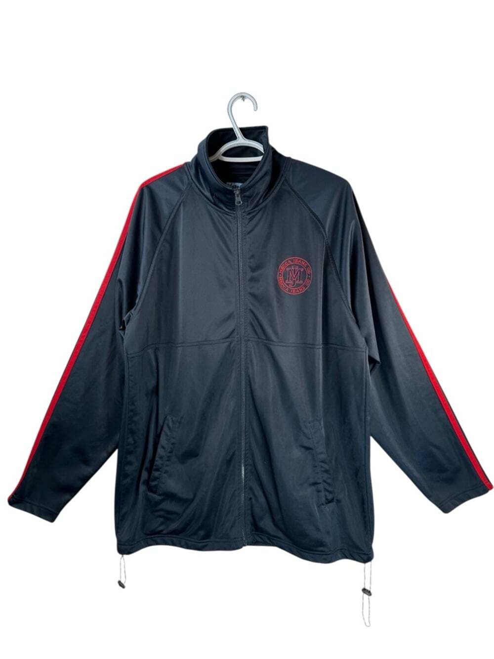 Vintage Mecca Track Jacket M Black Red Stripe Y2K Hip Hop Streetwear Full Zip